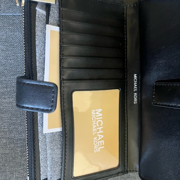 NEW! NWT MICHAEL KORS Double Zip MK Logo Wristlet Wallet Black - Picture 6 of 7
